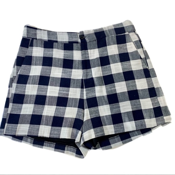 bishop + young Pants - Bishop + Young Gingham Shorts Womens Size Large Check Plaid Navy White